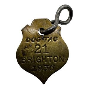 Vintage‎ 1936 Brighton Brass Dog Tag #21 – Antique Pet License